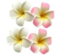 4Pcs White and Pink Hawaiian Frangipani Plumeria Clips and Barrettes Foam Head Flower Party Beach Hair Clip Hair Clips Hair Accessories Plumeria Hair Clip (7cm)