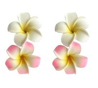 4Pcs White and Pink Hawaiian Frangipani Plumeria Foam Head Flower Clips,Bridal Wedding Party Beach Hair Clip Hair Clips Hair Accessories Clips(7cm)