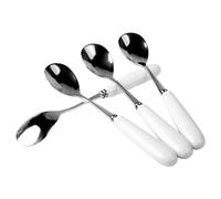 4PCS White Ceramic Handle Quality Dessert Coffee Spoon SUS304 14Cm 5.5Inch