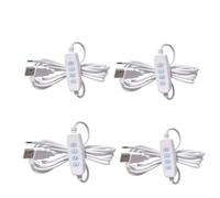4Pcs White DC5V USB LED Dimmer Extension Cable with On/Off Switch Adapter LED Dimming Controller for LEDs Light Bulb Lamps USB-Port Power Cable for Light Bulb Lamps