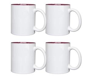 4Pcs White Dual Colour Sublimation Mugs 11oz - Sublimation Cups Coated Cup Heat Press Printing Tea Coffee Mugs Personalise Gift
