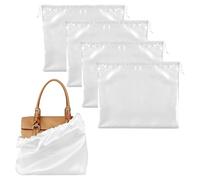 4pcs White Dust Bags for Handbags,40 x 50 cm,White Silk Cloth with Drawstring, Satin Bag Storage for Bag Storage
