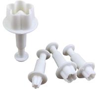 ZGLUZP 4Pcs White Flower Plunger Cookie Cutter DIY Blossom Flower Cake Fondant Mold Plastic Cake Decorating Tools Baking Accessories