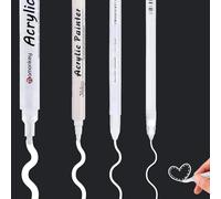 4Pcs White Ink Pens, 0.6/0.8/1/2mm Line Drawing Pen, Artists Highlight Rollerball Pen, Acrylic Gel Pens Set, White Gel Pens for Black Paper, Drawing, Sketching, Journaling, Illustration and Art