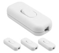 4PCS White Light Switch, 3A 125V in Line Switch for Lamps, 2 Core Round or Flat Wire, for Small Appliances, ON-OFF Torpedo Control, Easy Installation