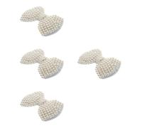 4pcs White Pearl Bowknot Iron on Applique for Clothes and Sweaters | Hot Melt Adhesive, Beaded Imitation Pearl Finish, Handmade Arts and Crafts, Fashion Upcycling