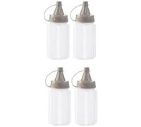 4Pcs White Plastic Squeeze Condiment Bottles,Ketchup Honey Bottle,Salad Dressing Container for Lunch, BBQ, Mini Sauce Jam Squeeze Bottle, Camping Condiment Squeeze Bottles Dinnerware and Serveware