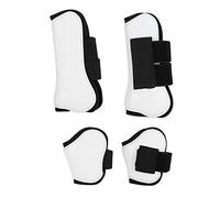 4PCS White PU Shell Horse Leg Guard Boot Wrap Protector for Front and Rear Legs - Lightweight Durable Riding Equipment with Hook and Loop Fastening