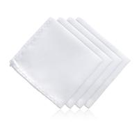 4PCS White Silk Pocket Squares for Men, Satin Pocket Square, Pure Pocket-Square, Elegant Vegan Silk Handkerchief Set for Wedding, Banquet, Dinner, Graduation Ceremonies, Christmas and Party (22x22cm)