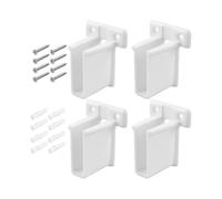 4Pcs White Wire Shelf Brackets with Fasteners for Wall Mount Closet Shelves, Plastic Shelf Support Clips with Expansion Screws, 1.25 in Hole Pitch, 0.5 in Internal Width