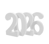 4pcs White Wooden Number Decor Set 2026 Standing Ornaments
