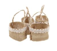 4Pcs Wicker Rattan Flower Girl Basket,Wedding Flower Baskets with Handle Candy Storage for Weddings Christmas Halloween Birthday Party