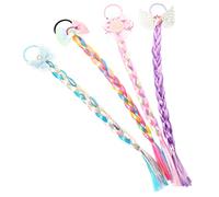 4Pcs Wig Hair Ties Hair Ropes with Bow Rainbow Shell and Unicorn Designs for Fun Hair Accessories for Parties and Everyday Use