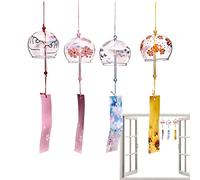 4PCS Wind Chimes For Garden, Glass Wind Bells Japanese Wind Chime, Japanese Style Pendant For Outdoor Indoor Home Garden Decor Birthday Gift