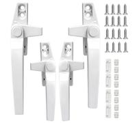 4Pcs Window Handles, Door Handles Internal, Window Handle Replacement Kit, Construction with Enhanced Security, Universal Fit for Various Window Types, Complete Set of Four White Handles with Left and