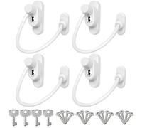 4Pcs Window Locks Child Safety, 7.9'' Long Stainless Steel Cable Window Restrictor with Key, Opening Restrictors for Living Room, Bedroom, Balcony