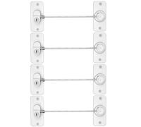 4pcs Window Restrictors, Self-Adhesive Safety Window Locks Home Security Cable Restrictors for UPVC Windows, Fridge Door, Pet Safety, Childproof (White)
