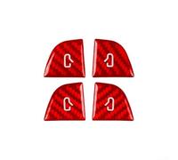 4PCS Window Switch Trim Decorative Parts for Tesla Model 3 and Y 2024 2025 Carbon Fiber Style Accessory Set (Red)
