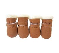 4PCS Winter Dog Boots for Small Dogs - Thick Warm Snow Booties with Anti-Slip Soles, Waterproof Puppy Shoes for Cold Weather(Brown,M)