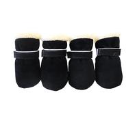 4PCS Winter Dog Boots for Small Dogs - Thick Warm Snow Booties with Anti-Slip Soles, Waterproof Puppy Shoes for Cold Weather(Black,S)