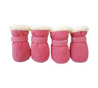 4PCS Winter Dog Boots for Small Dogs - Thick Warm Snow Booties with Anti-Slip Soles, Waterproof Puppy Shoes for Cold Weather(Pink,S)