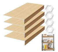 4Pcs Wire Rack Covers for Pantry,19 x 14 x 2in Wood Color with 10 Hard PVC Corner Guard,Wire Rack Cover for Decoration Smaller Things Closet Kitchen Pantry Bathroom Shelves