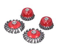 4PCS Wire Wheel Brush Set, M14 Thread Angle Grinder Attachment Kit with Knotted Cup Brush and Twisted Wire Disc Brush, for Metal Paint Removal Cleaning Preparation