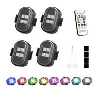4PCS Wireless LED Strobe Lights,Rechargeable Interior/Underglow Lights with Remote,8 Colors Anti-Collision Warning for Car,Motorcycle,Bike,Golf Cart and Drone.