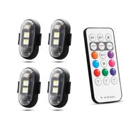 4PCS Wireless LED Strobe Lights with Remote,8 Colors USB Waterproof Anti-Collision Led Emergency Warning Light,Car Motorcycle Drone Aircraft Bike lamp