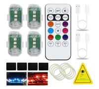 4PCS Wireless LED Strobe Lights with Remote Control, 8 Color Options, USB Rechargeable Waterproof Anti-Collision Emergency Warning Light for Car, Truck, Drone, Motorcycle, Bike, and Outdoor Use