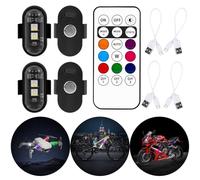 4PCS Wireless LED Strobe Lights with Remote Control, 8 Colors USB Charing Waterproof Led Emergency Warning Lights for Car Motorcycle Drone Aircraft Bike, Strong Magnetic Installation