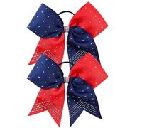 4Pcs Woman Large Hair Bow Cheer Bowknot Hair Rope Hair Ties Sweet Girls Ponytail Holder Hair Accessories For Woman Girl(Red)