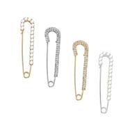 4Pcs Women Brooch Pins Sweater Shawl Clips Faux Crystal Pearl Brooches Safety Pins Dress Shirt Clips for Skirts Sweater Scarf Lapel Hat Accessories
