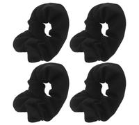 4pcs Women Hair Scrunchie with Zipper Pocket Hidden Storage Black | Polyester Elastic Hold, Travel-friendly Discreet Compartment, Sports Activities and School Use, Wallet Scrunchie