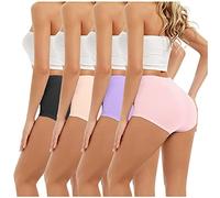 4PCs Women High Waist Tummy Control Panties Underwear Shapewear Brief Panties Ladies Seamless Full Knickers Undies Maxi Briefs Multicolor Daily Panty