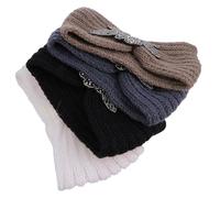 4pcs Women Knitting Wool Headband with Rhinestone Diamond Design | Ear Warming Hair, Autumn Winter Outdoor Wear, Stylish Elegant Accessory for Bridesmaids