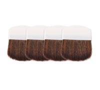 4pcs Women Small Powder Blush Brush with Soft Horsehair Bristles | Washable Reusable Plastic Handle, Half round Flat Shape, White Finish, for Makeup Touch Ups