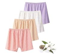 4pcs Women's 100% Cotton Full Coverage Boxer Briefs - Soft, Loose-Fitting Underwear for Elderly Women(Multi Colored Large)