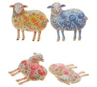 4pcs Women's Lamb Brooch Pin with Rhinestone Flower Rose Sheep Motif | Coats and Bags, Lightweight Secure Settings, Zinc Alloy and Rhinestone Finish, Year of Sheep