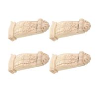 4pcs Wood Carving Corbel for Shelves, Ornate Solid Wood Wall Corner | Decorative Mouldings Wood Strips, Custom Finish Ready, DIY Friendly, 4 X Carving Corbel