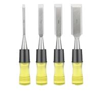 4pcs Wood Chisel Set for Woodworking CR-V Steel Beveled Edge Blade PVC High Impact Handle Hand Tool