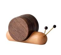 4PCS Wood Coasters with Holder, Funny Snail Shaped Drink Coasters for Coffee Tea Beer Bar Home Dining Table Desk