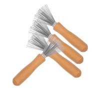 4pcs Wood Comb Rake Cleaner for Hair Brush, Silver Portable Tool | Home and Travel Use, Practical Lightweight Design, for People with Hair Loss Troubles