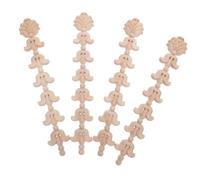 4pcs Wood Corner Applique Flower Carved Onlay, Solid Wood | Unpainted Finish, Authentic Grain Texture, Firm Adhesion, Paintable or Stainable, for Mirror Frames and Wardrobes