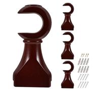 4pcs Wood Curtain Rod Brackets with Single and Double Bases for Tracks