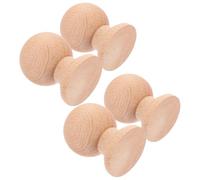 4pcs Wood Finial Decorative Post Topper for Handrails Stair Posts DIY | Unfinished Solid Timber, Khaki Natural Grain, Paintable Surface, Roman Elegance, Indoor Crafting Projects and Renovation