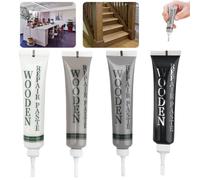 4PCS Wood Furniture Repair Kit,Black Dark Light Grey White Touch Up Filler,Laminate Floor Filler,Wooden Floor Scratch Repair,Furniture Maintenance Paste,Suite Fixes for Scratches Cracks Holes Stains