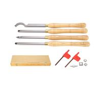 4Pcs Wood Lathe Chisel Set, Handheld Accurate Stable Cutting Tool with Wooden Handles - Cemented Carbide Blades, Ergonomic Design, for Woodturning and Woodcarving