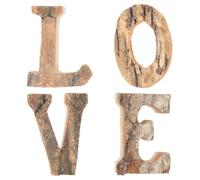4pcs Wood Love Cutout Letters for Wedding Decorative Props, Solid | Natural Wood Alphabet Ornament, Rustic Shabby Chic Styling, Tabletop or Wall Display, Anniversary Decor