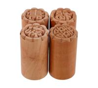 4pcs Wood Moon Cake Stamp for Dessert Making, Traditional Wood | Intricate Patterns, High Precision Carving, Easy Stamping, Festive Design for Homemade Moon Cakes and Desserts